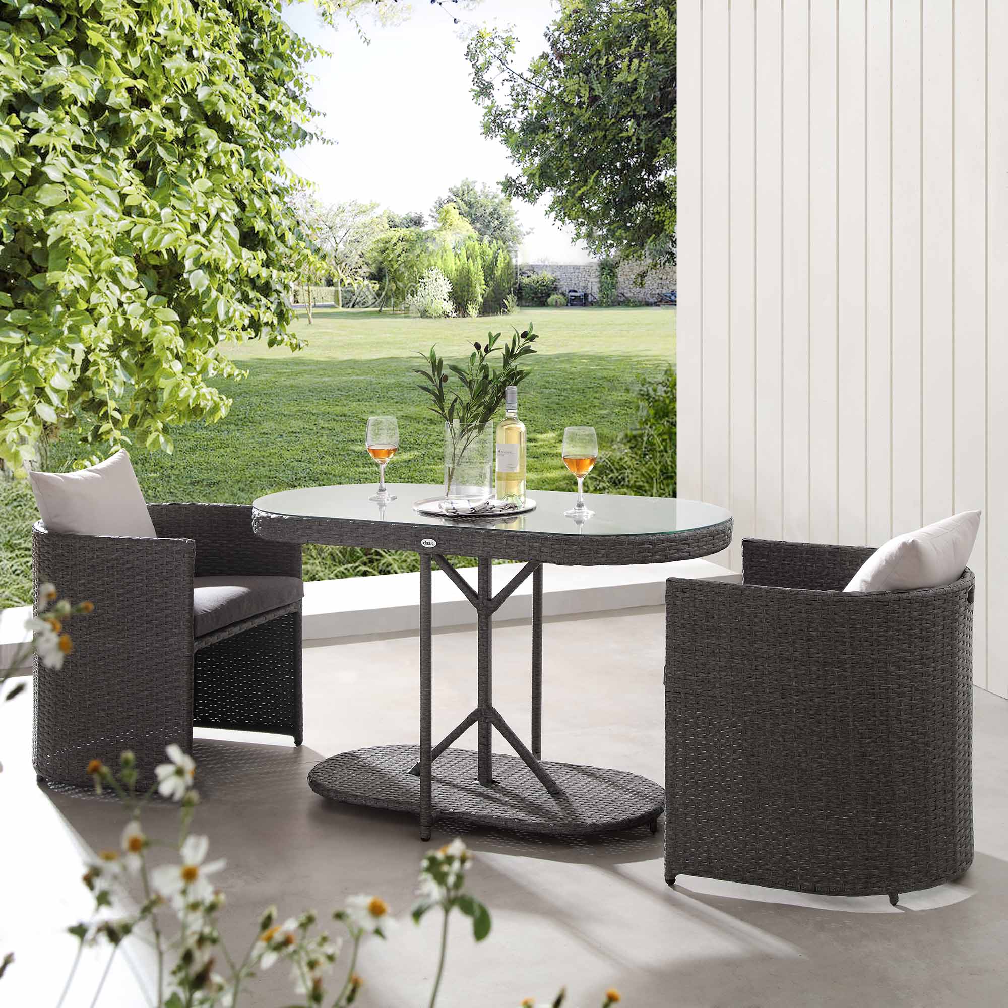 Granchester Rattan Balcony Bistro Set, Grey