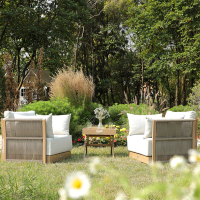 Pedra Rope and Aluminium Outdoor Bistro Set, Natural