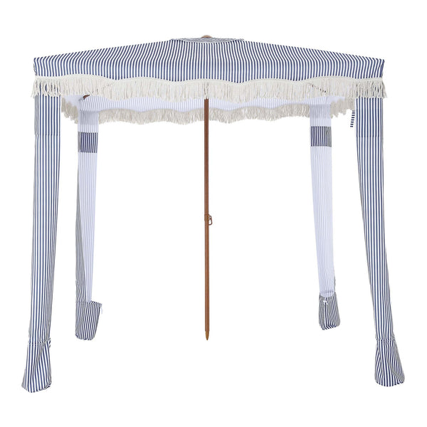 Gabriel Blue and White Striped Fringed Cabana