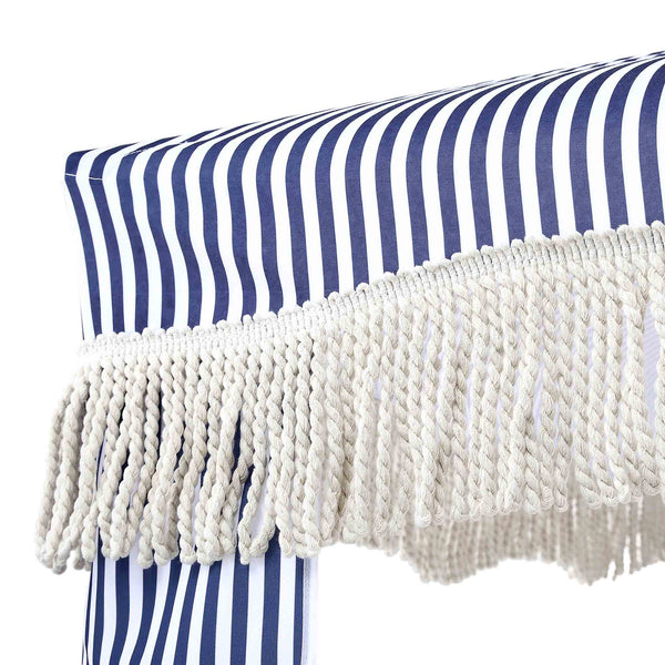 Gabriel Blue and White Striped Fringed Cabana