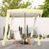 Gabriel Yellow and White Striped Fringed Cabana