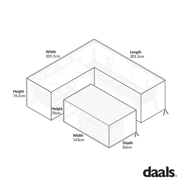 Cover for Earlswood Aluminium Washed Wood Effect Large Corner Sofa Set with Rising Table