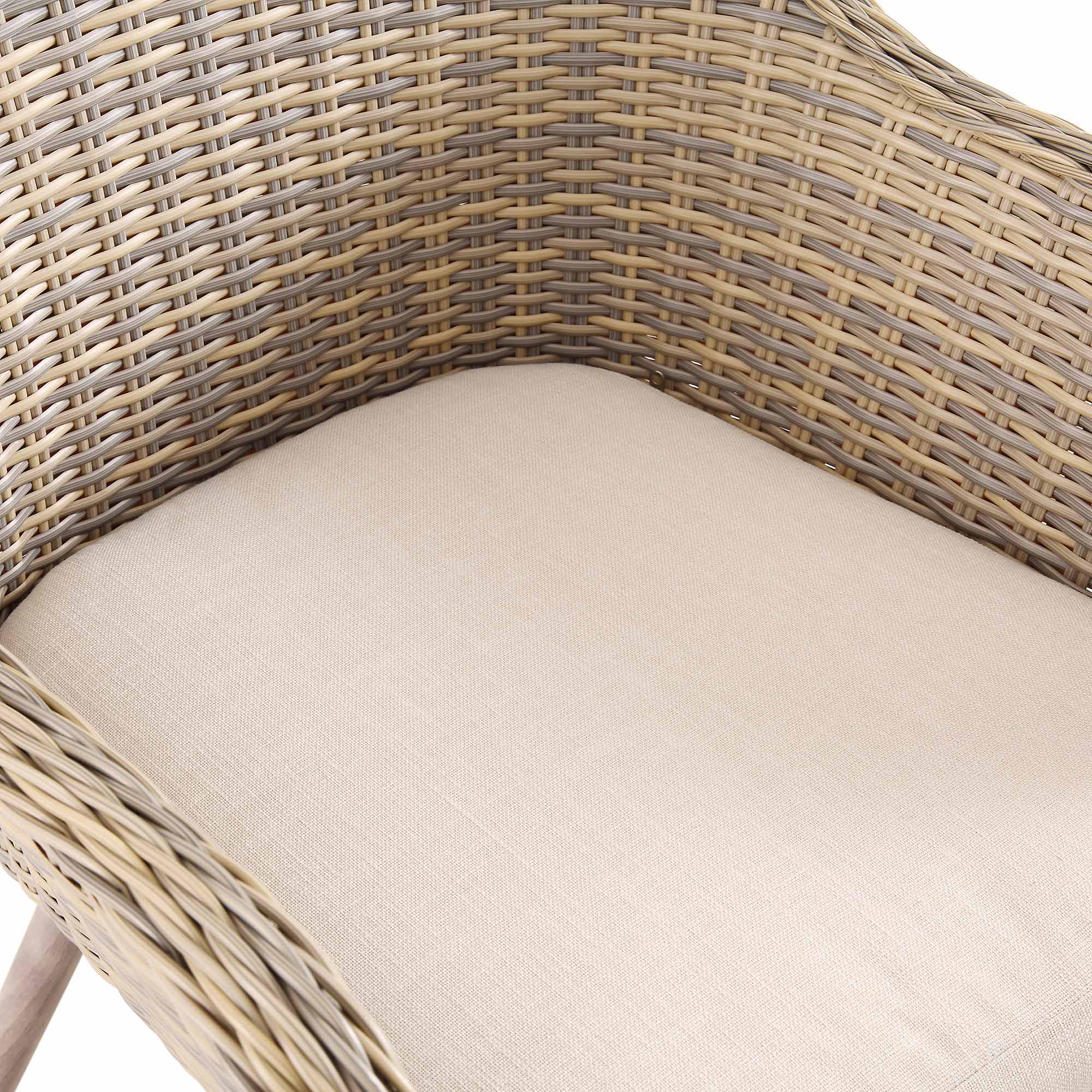 Cliveden Outdoor Aluminium Washed Wood Effect and Round Wicker Rattan 6-Seater Dining Set
