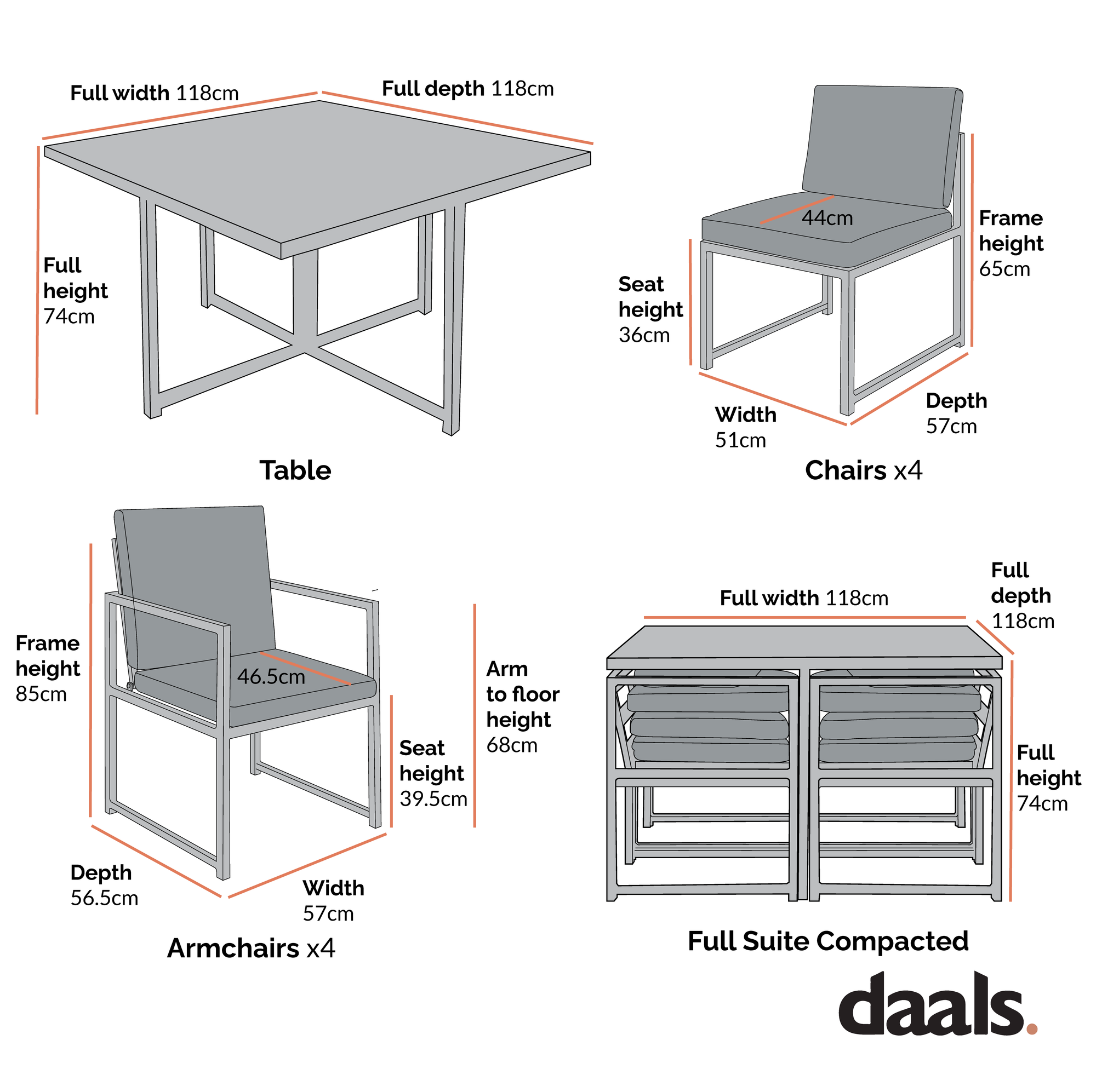 Albany Aluminium 9-Piece Outdoor Cube Dining Set, Grey