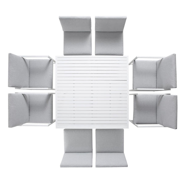 Albany Aluminium 9-Piece Outdoor Cube Dining Set, White