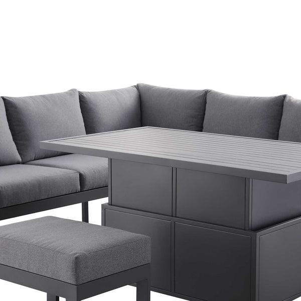 Albany Aluminium Large Corner Casual Dining Set with Rising Table, Grey
