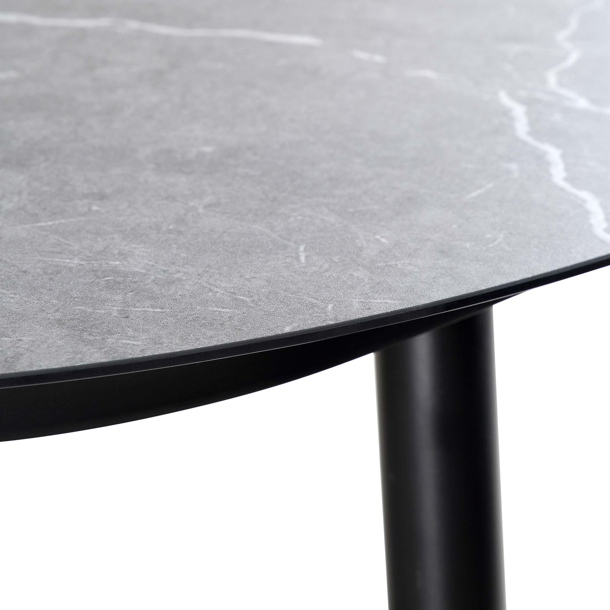 Montebello 6-Seater Outdoor Black Rope and Aluminium Oval Dining Set with Grey Ceramic Dining Table