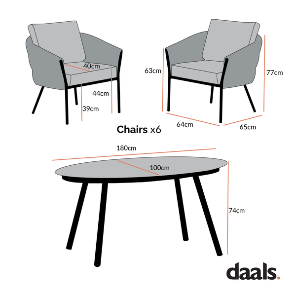 Montebello 6-Seater Outdoor Taupe Rope and Aluminium Oval Dining Set with White Ceramic Dining Table