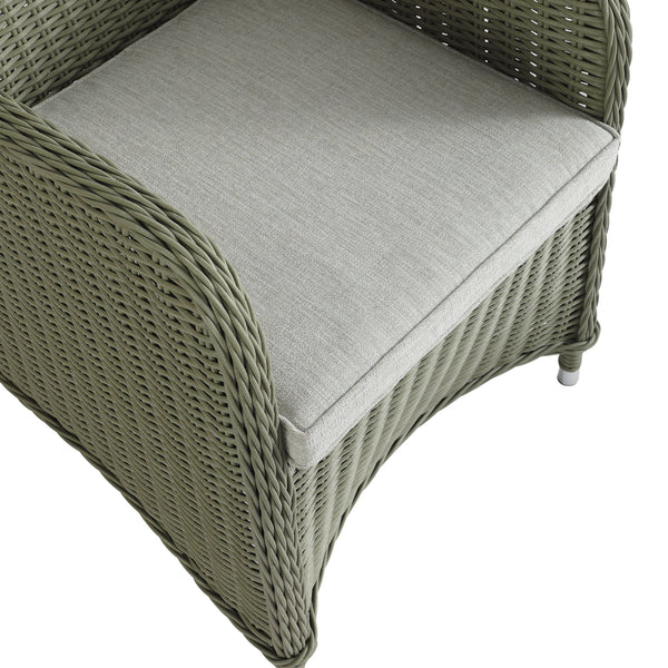 Hampshire 4-Seater Round Wicker Rattan Dining Set, Desert Sage