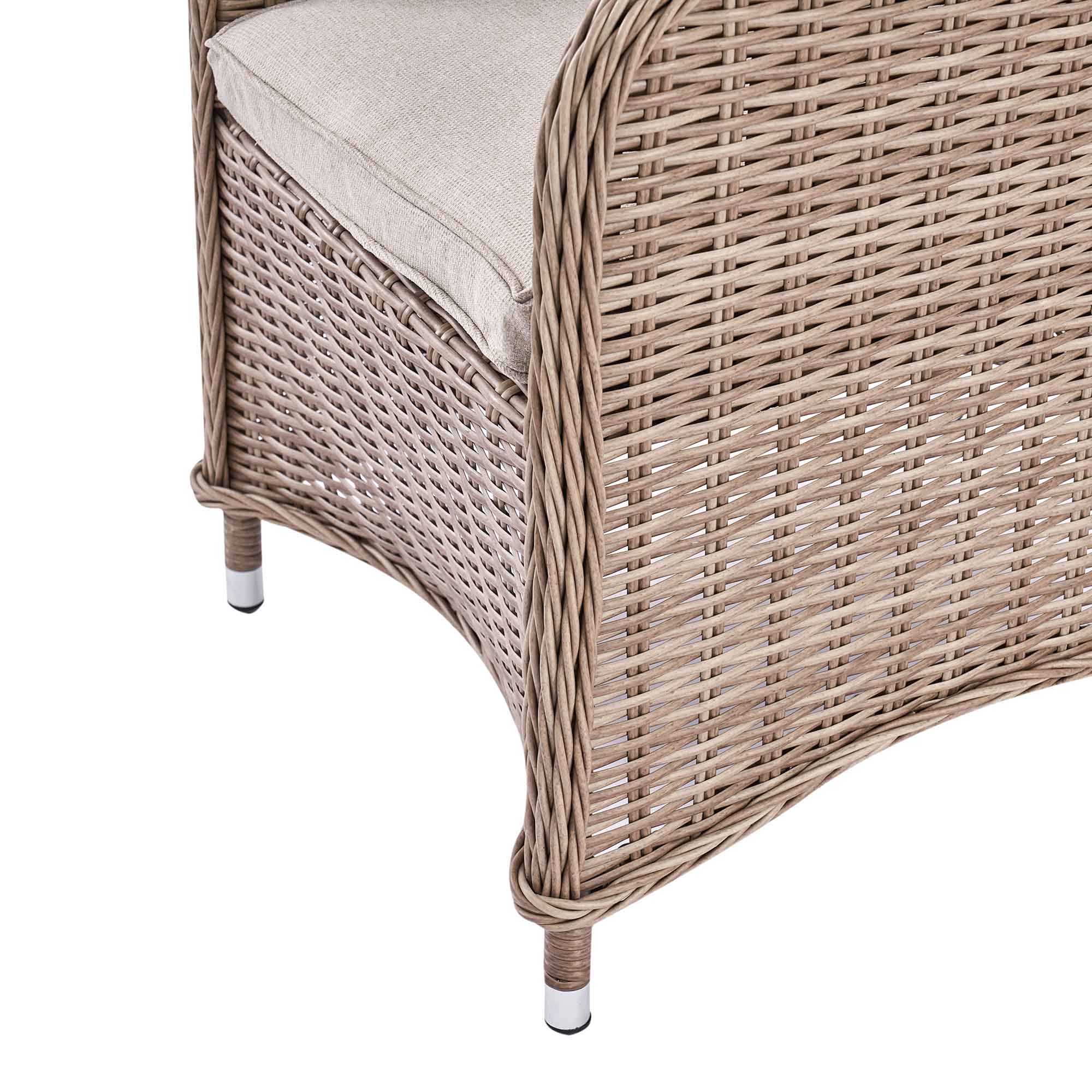 Hampshire 4-Seater Round Wicker Rattan Dining Set, Natural
