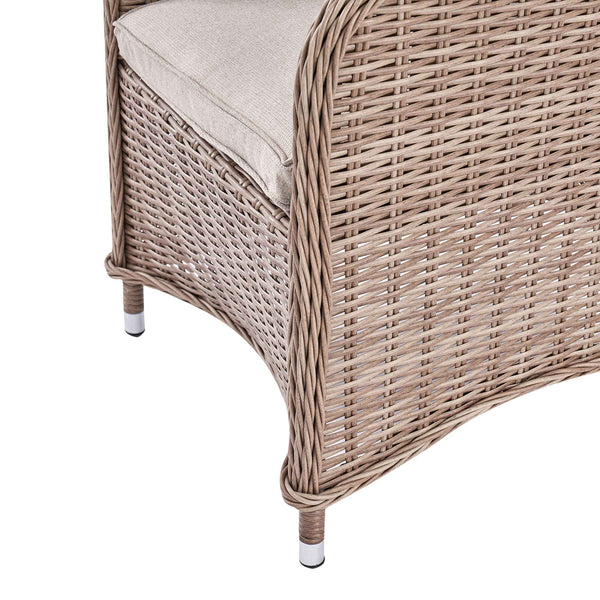 Hampshire 4-Seater Round Wicker Rattan Dining Set, Natural