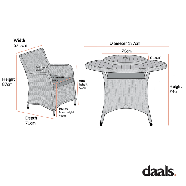 Hampshire 6-Seater Round Wicker Rattan Dining Set with Lazy Susan & Ice Bucket, Desert Sage
