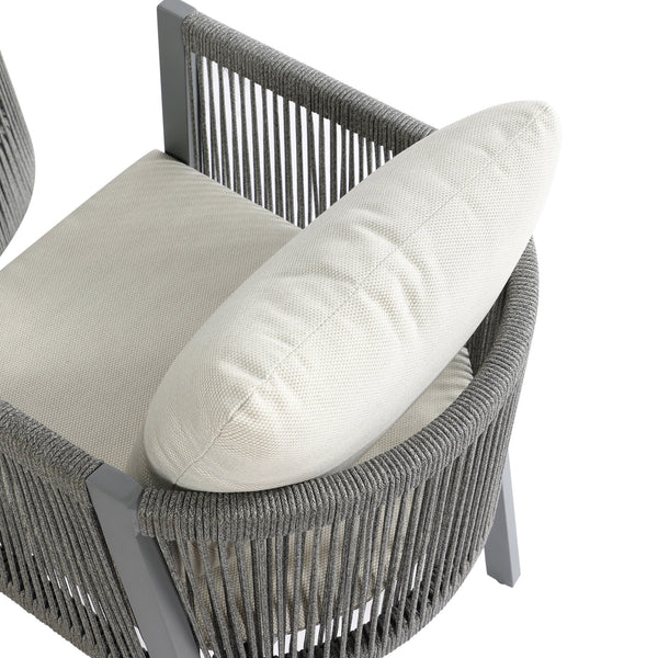 Pedra Rope and Aluminium Outdoor 6-Seater Round Dining Set, Grey