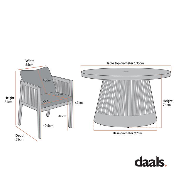 Pedra Rope and Aluminium Outdoor 6-Seater Round Dining Set, Natural