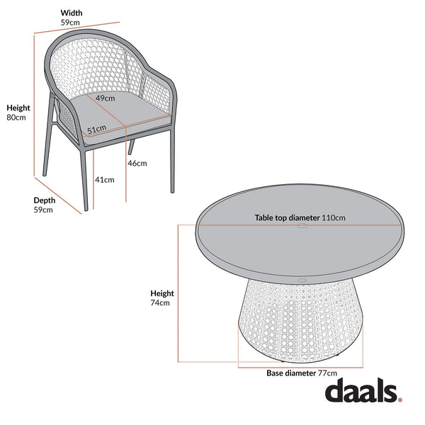 Pienza Outdoor Rattan 4-Seater Round Dining Set, Sage Green Fabric with Light Walnut Frame