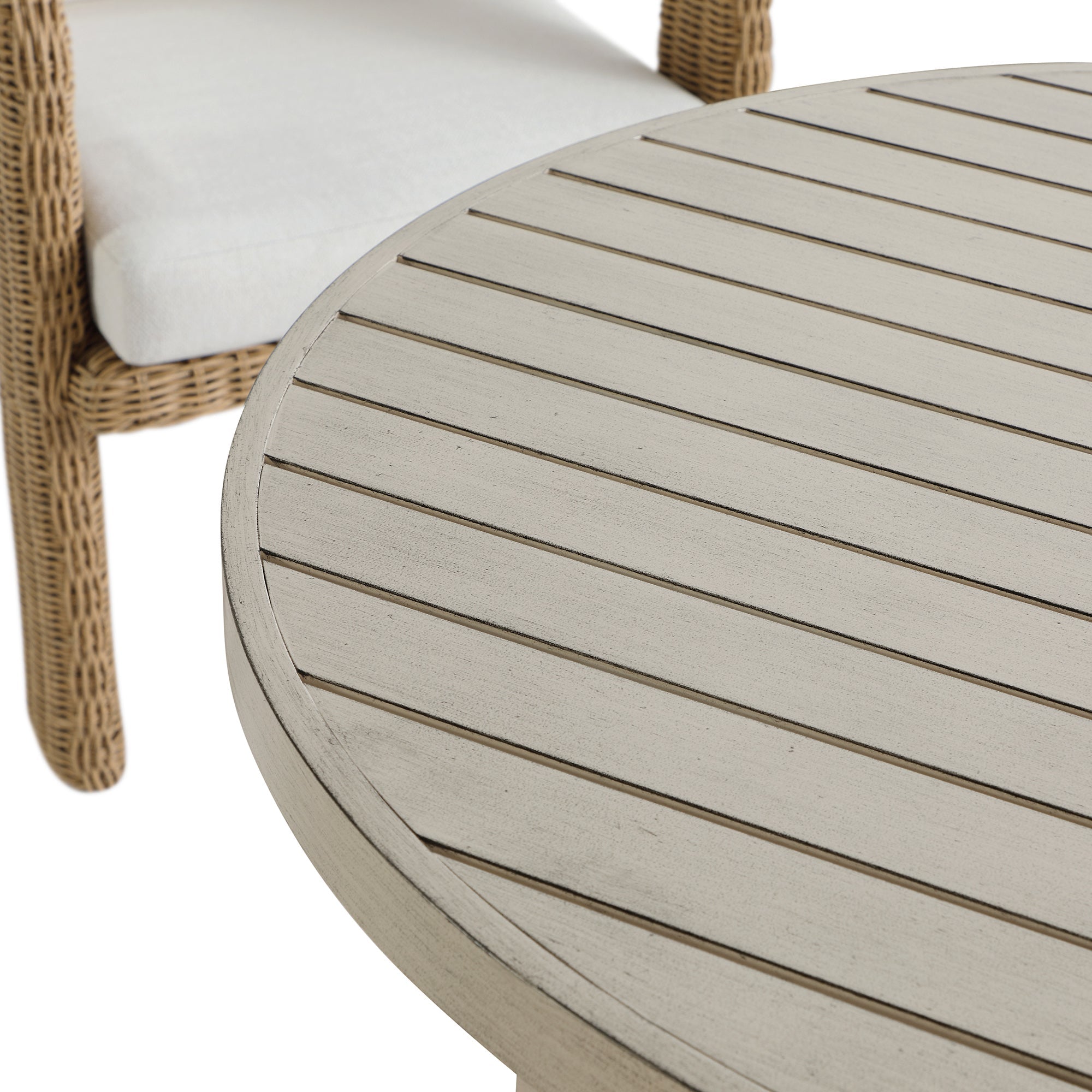 Stanford Round Wicker Outdoor 4-Seater Round Dining Set, Natural