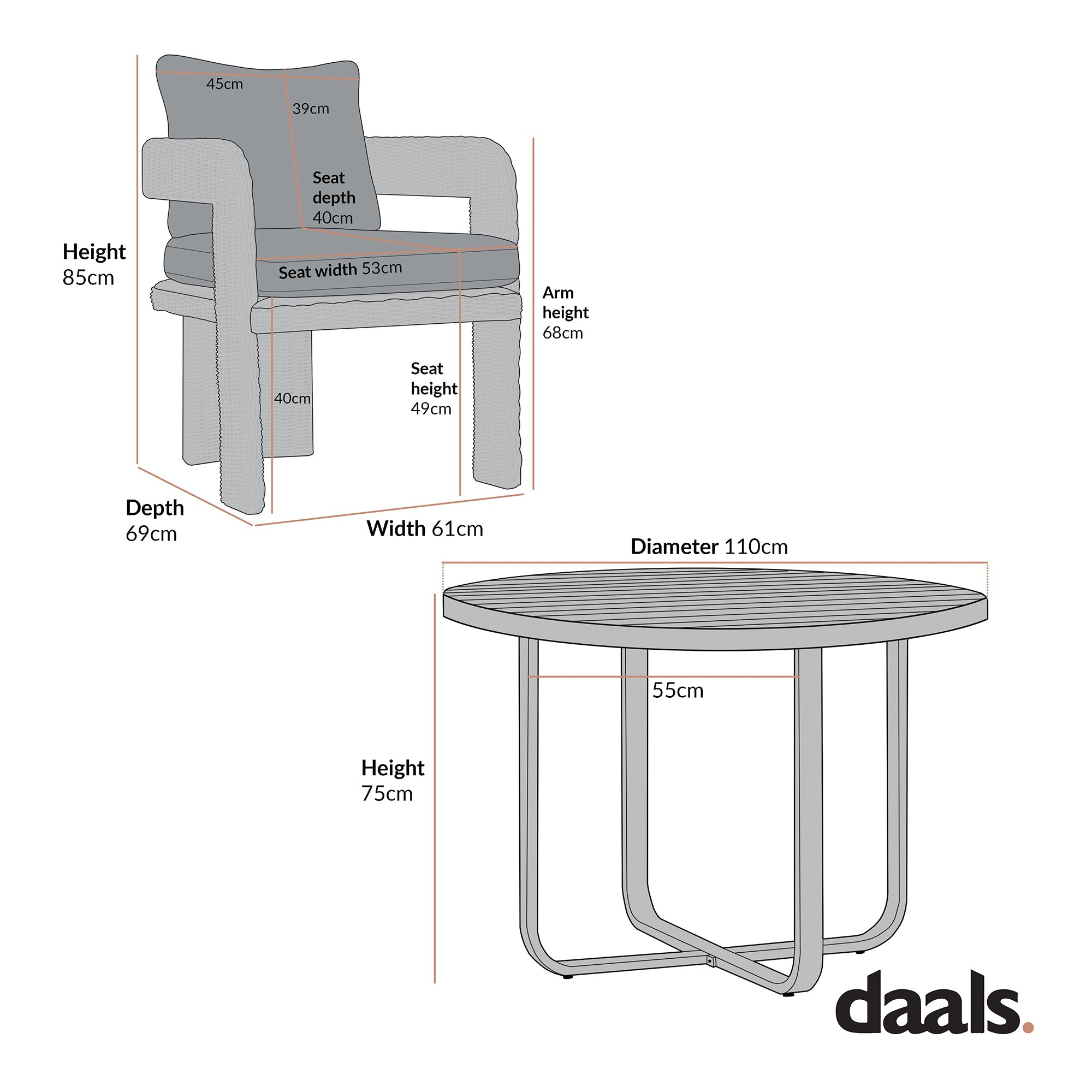 Stanford Round Wicker Outdoor 4-Seater Round Dining Set, Natural