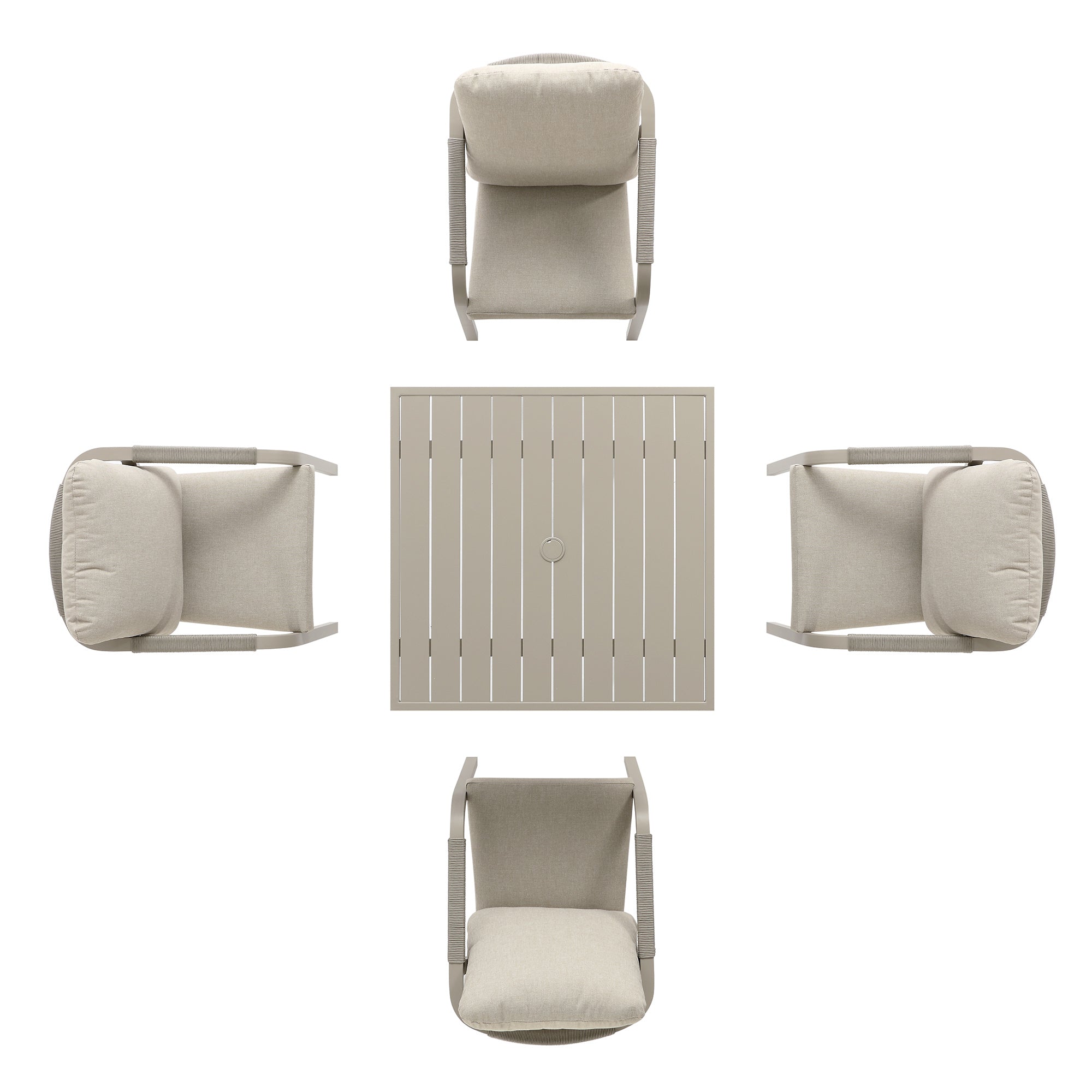 Manresa Rope 4-Seater Square Dining Set, Taupe and Beige