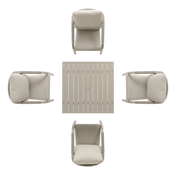 Manresa Rope 4-Seater Square Dining Set, Taupe and Beige