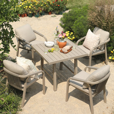 Manresa Rope 4-Seater Square Dining Set, Taupe and Beige