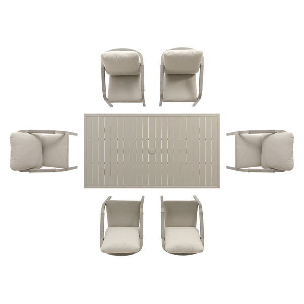 Manresa Rope 6-Seater Rectangular Dining Set, Taupe and Beige