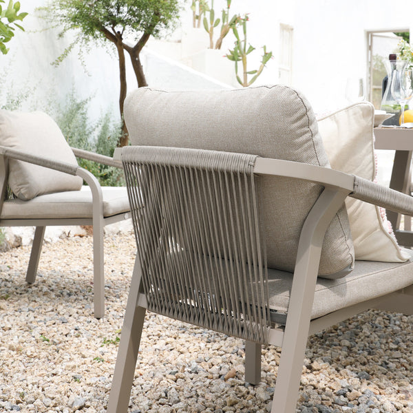 Manresa Rope 6-Seater Rectangular Dining Set, Taupe and Beige