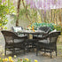 Willowbrook Lattice Weave Rattan 4-Seater Round Dining Set, Dark Grey