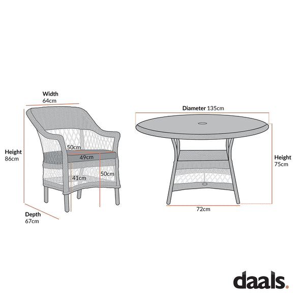 Willowbrook Lattice Weave Rattan 6-Seater Round Dining Set, Natural