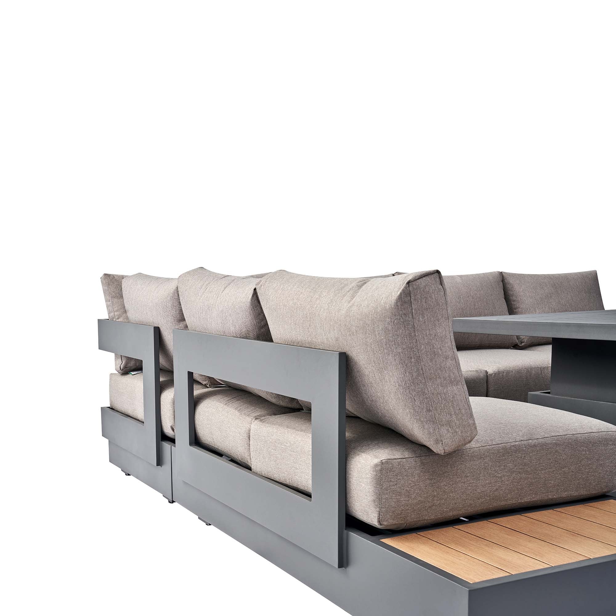 Jardin Aluminium Large Corner Casual Dining Set with Rising Table, Granite
