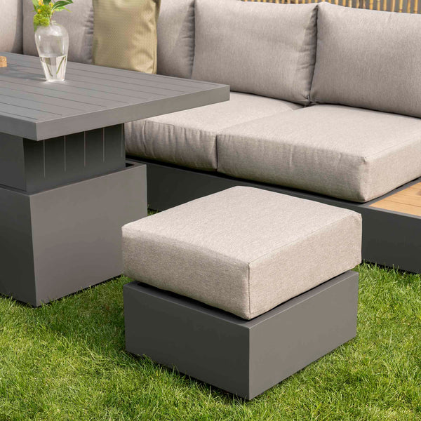 Jardin Aluminium Large Corner Casual Dining Set with Rising Table, Granite