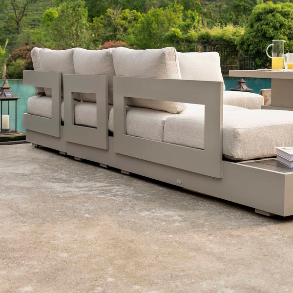 Jardin Aluminium Large Corner Casual Dining Set with Rising Table, Pumice