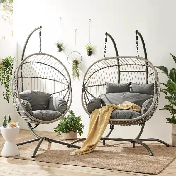 Harrington Rattan + Rope Indoor Outdoor Single Hanging Chair