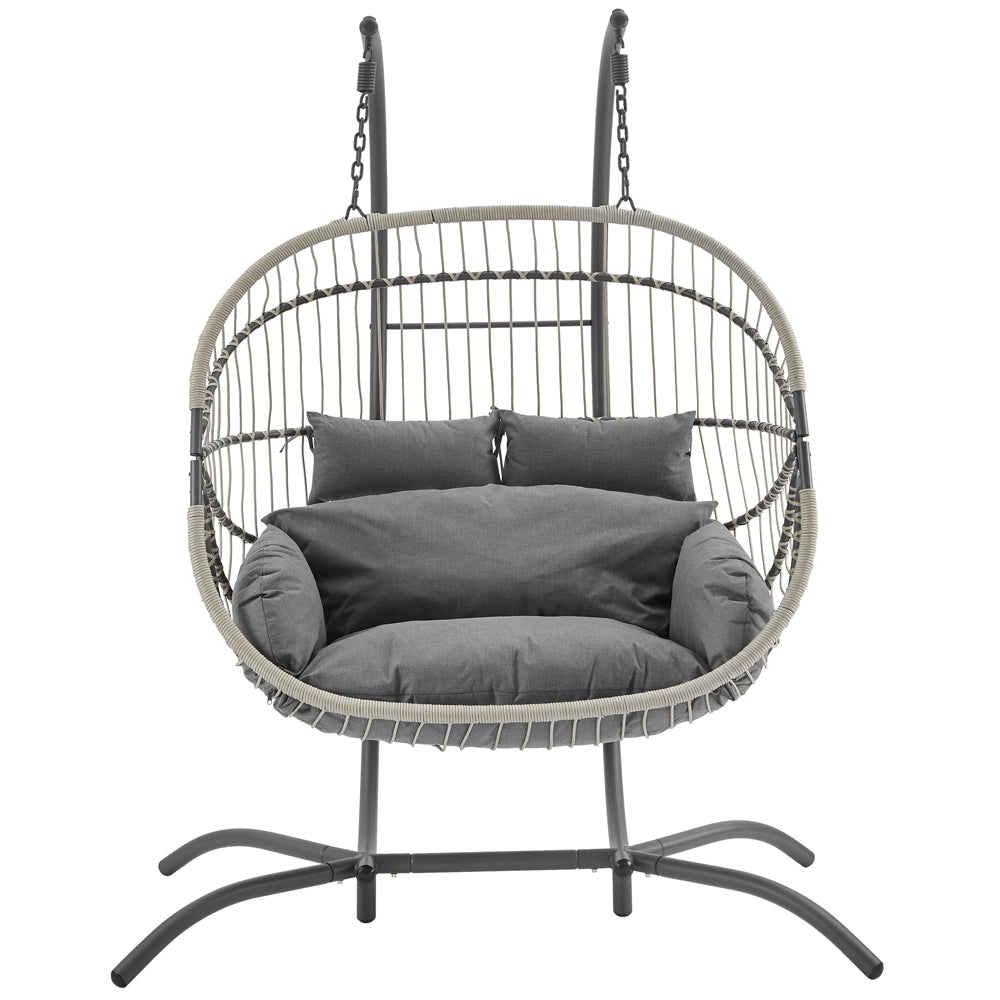 Harrington Rattan + Rope Indoor Outdoor DOUBLE Hanging Chair