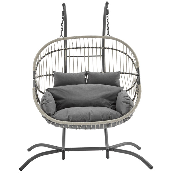 Harrington Rattan + Rope Indoor Outdoor DOUBLE Hanging Chair