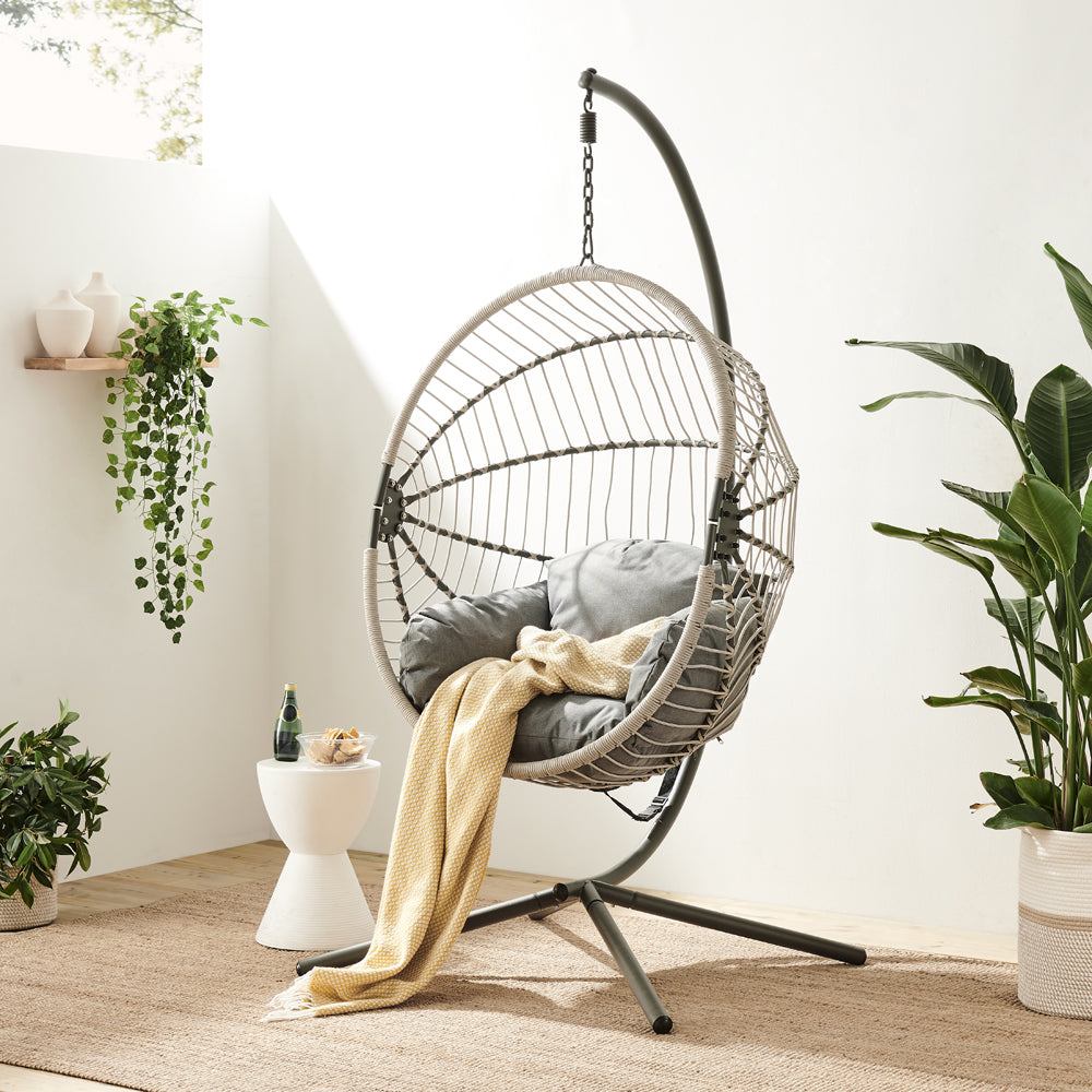 Harrington Rattan + Rope Indoor Outdoor Single Hanging Chair