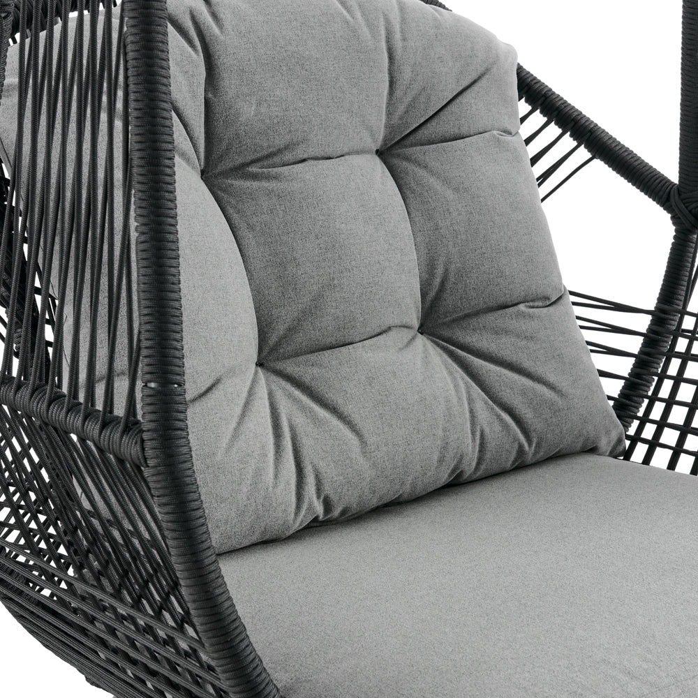 Lydia Geometric Rattan & Rope Mix Indoor Outdoor Hanging Chair