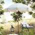 Gabriel Sage Green and White Striped Fringed Parasol with Tilt