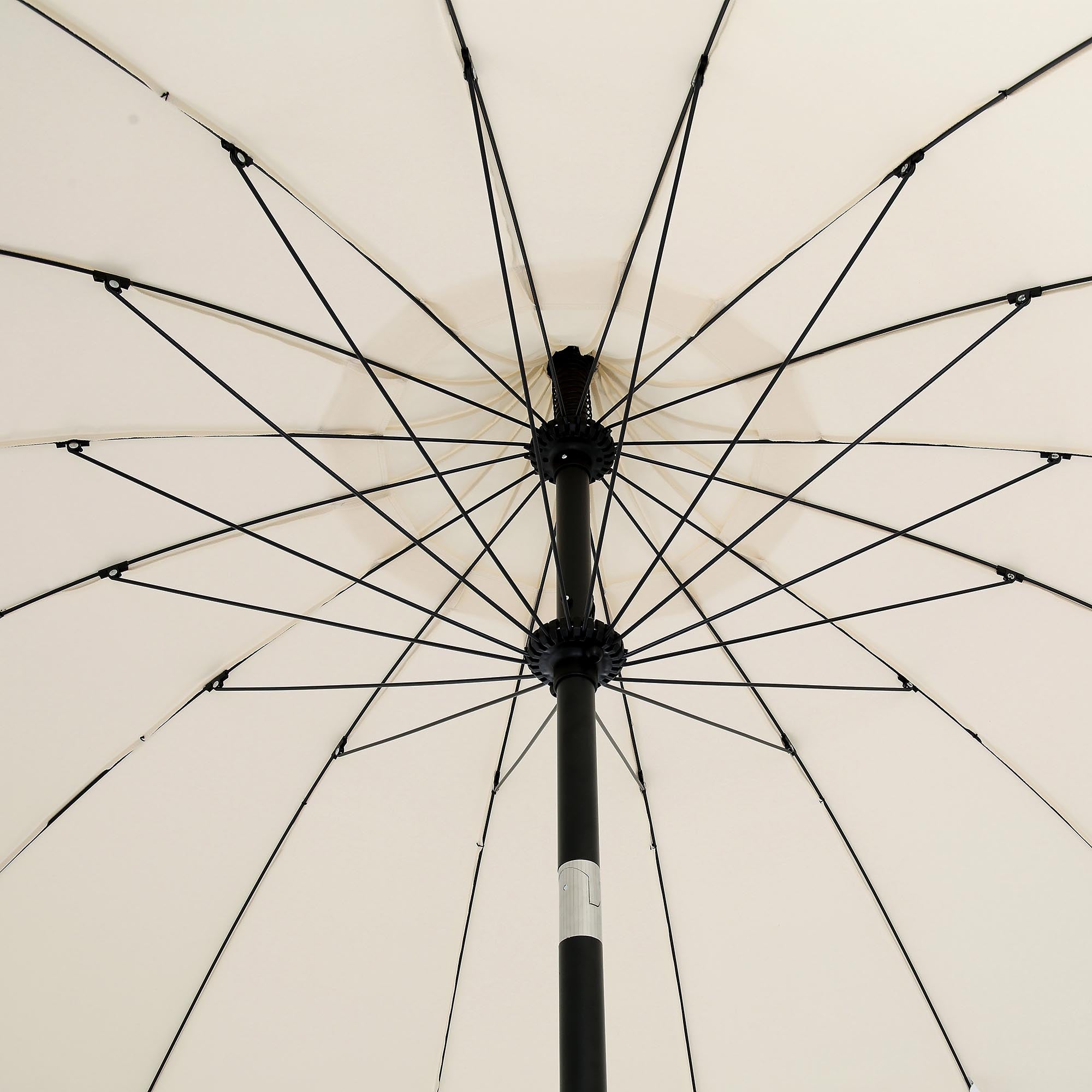 Hacienda 2.4M Beige Beaded Carousel Garden Parasol with Fringe Tassels and Aluminium Tilt