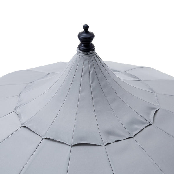 Hacienda 2.4M Light Grey Beaded Carousel Garden Parasol with Fringe Tassels and Aluminium Tilt