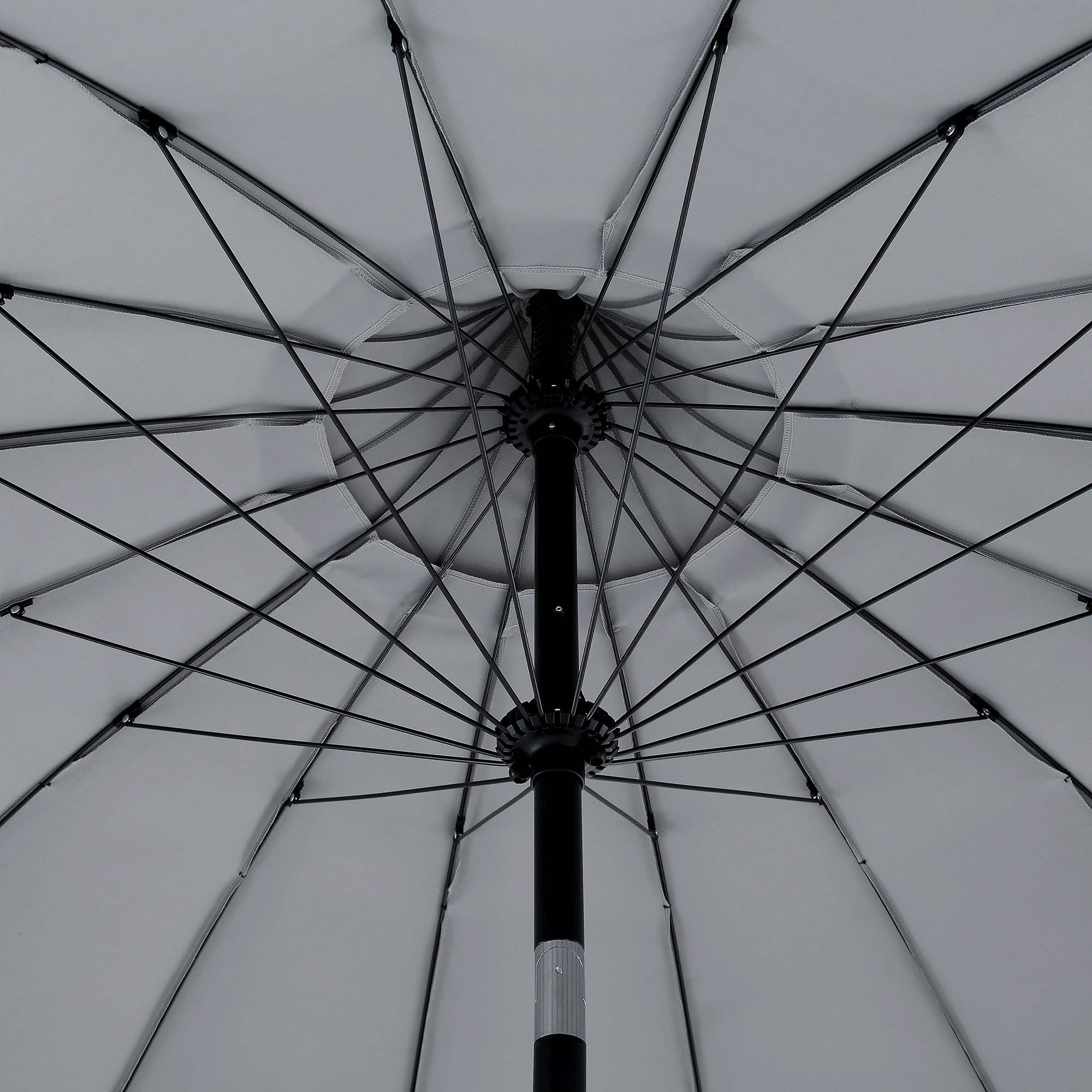 Hacienda 2.4M Light Grey Beaded Carousel Garden Parasol with Fringe Tassels and Aluminium Tilt