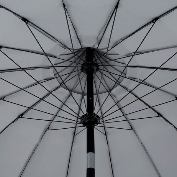Hacienda 2.4M Light Grey Beaded Carousel Garden Parasol with Fringe Tassels and Aluminium Tilt