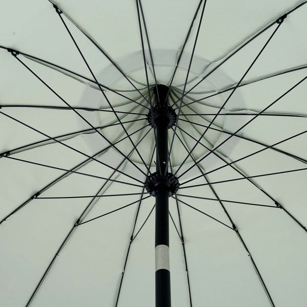 Hacienda 2.4M Sage Green Beaded Carousel Garden Parasol with Fringe Tassels and Aluminium Tilt