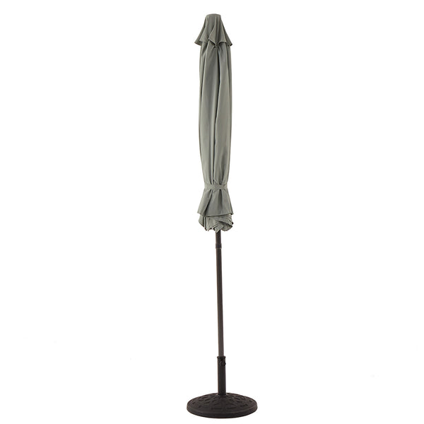 3M LED Light Aluminium Frame Garden Parasol with Tilt Crank , Grey