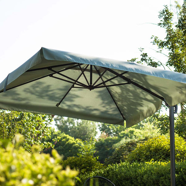 300cm Large Square 360° Aluminium Roma Cantilever Garden Hanging Parasol, Grey