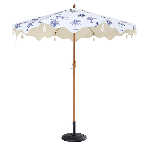 Tropical Pattern 2.6M Octagonal Tassel Parasol with Aluminium Tilt