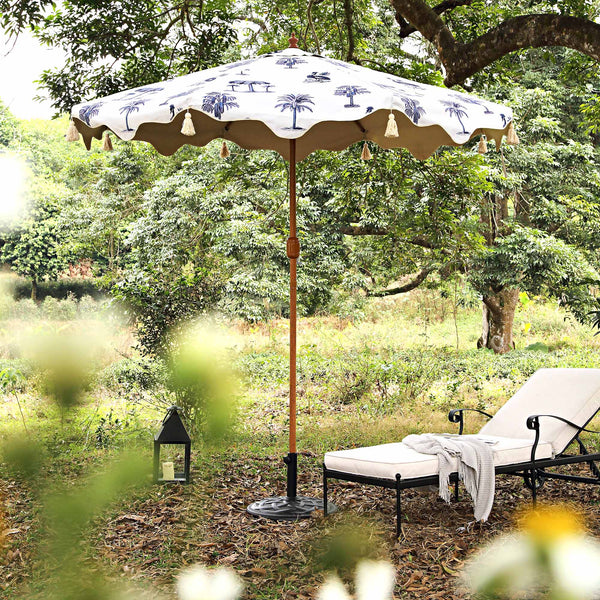 Tropical Pattern 2.6M Octagonal Tassel Parasol with Aluminium Tilt
