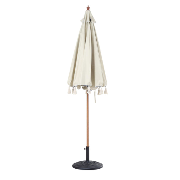 Blue Flower 2.6M Octagonal Tassel Parasol with Aluminium Tilt