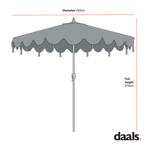 Green Chevron 2.6M Octagonal Tassel Parasol with Aluminium Tilt
