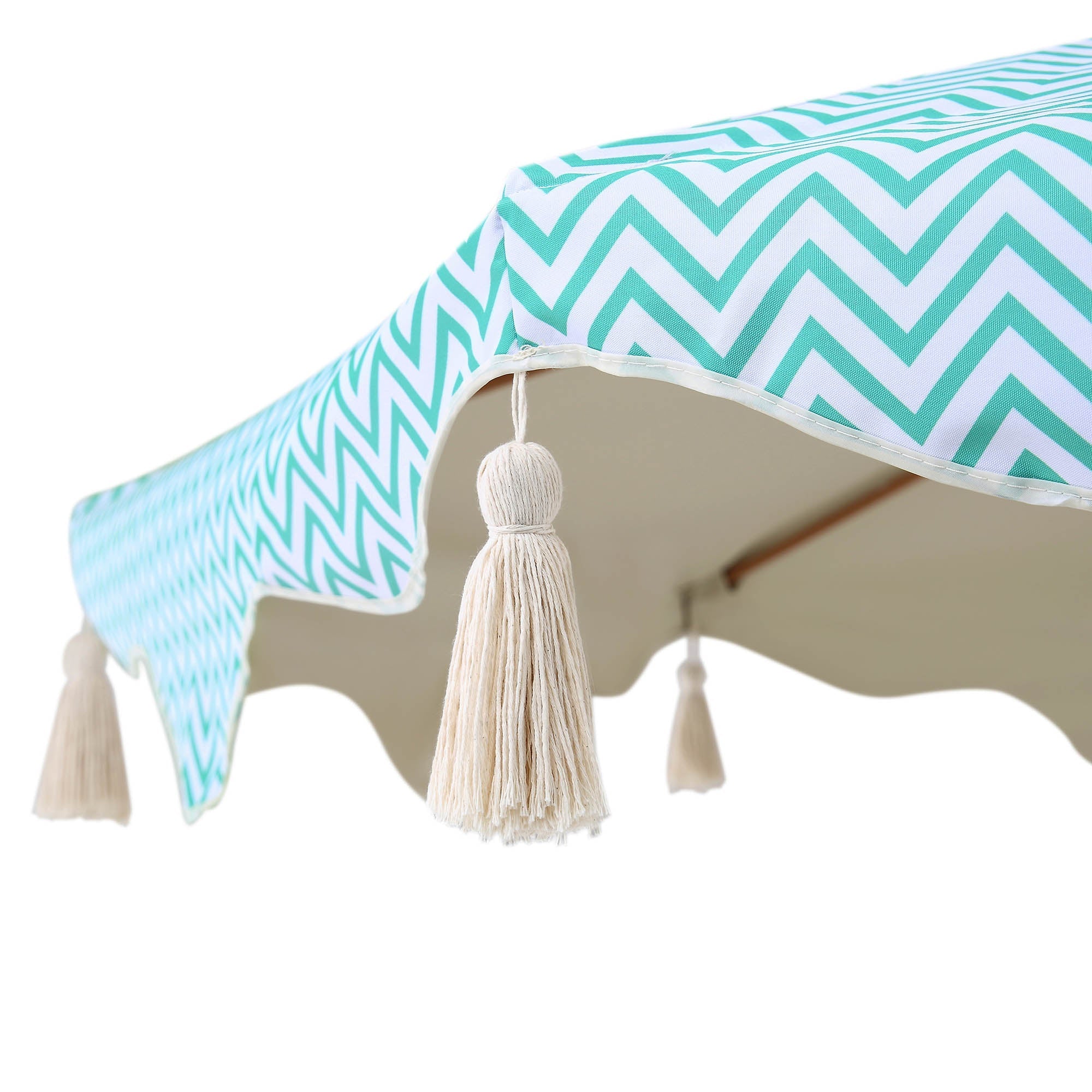 Green Chevron 2.6M Octagonal Tassel Parasol with Aluminium Tilt