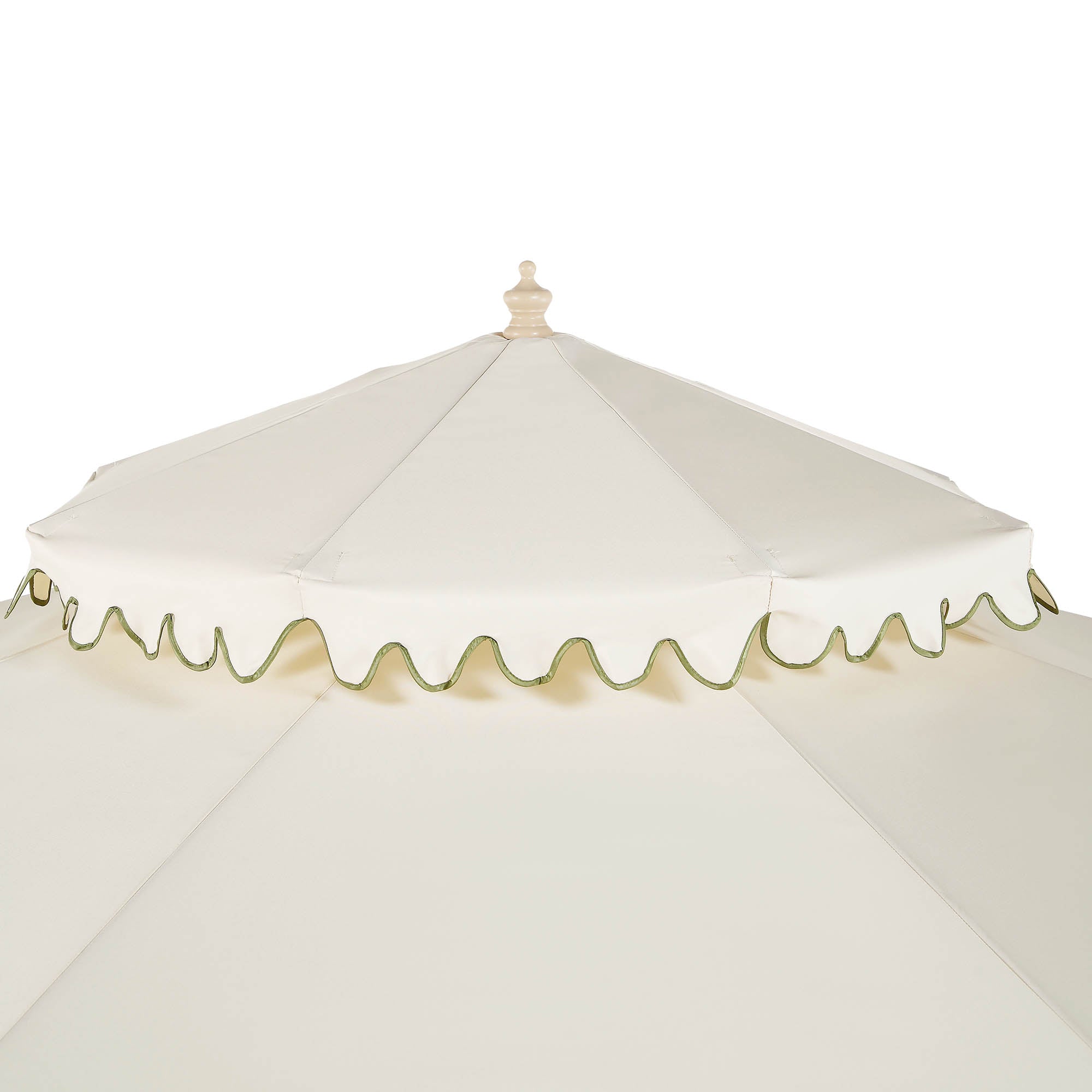 Fabienne Beige 3M Octagonal Double Top Crank and Tilt Parasol with Green Scalloped Edge